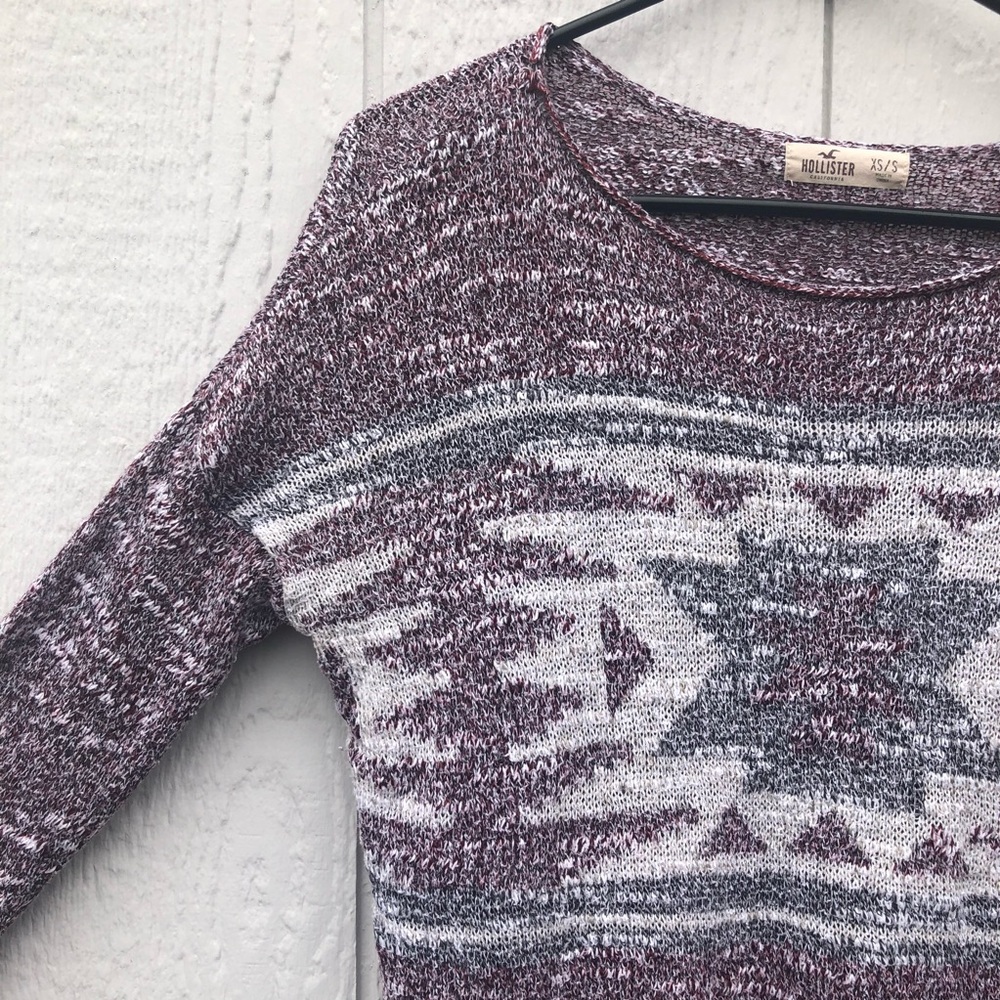 purple, long sleeve, Aztec print Hollister sweater